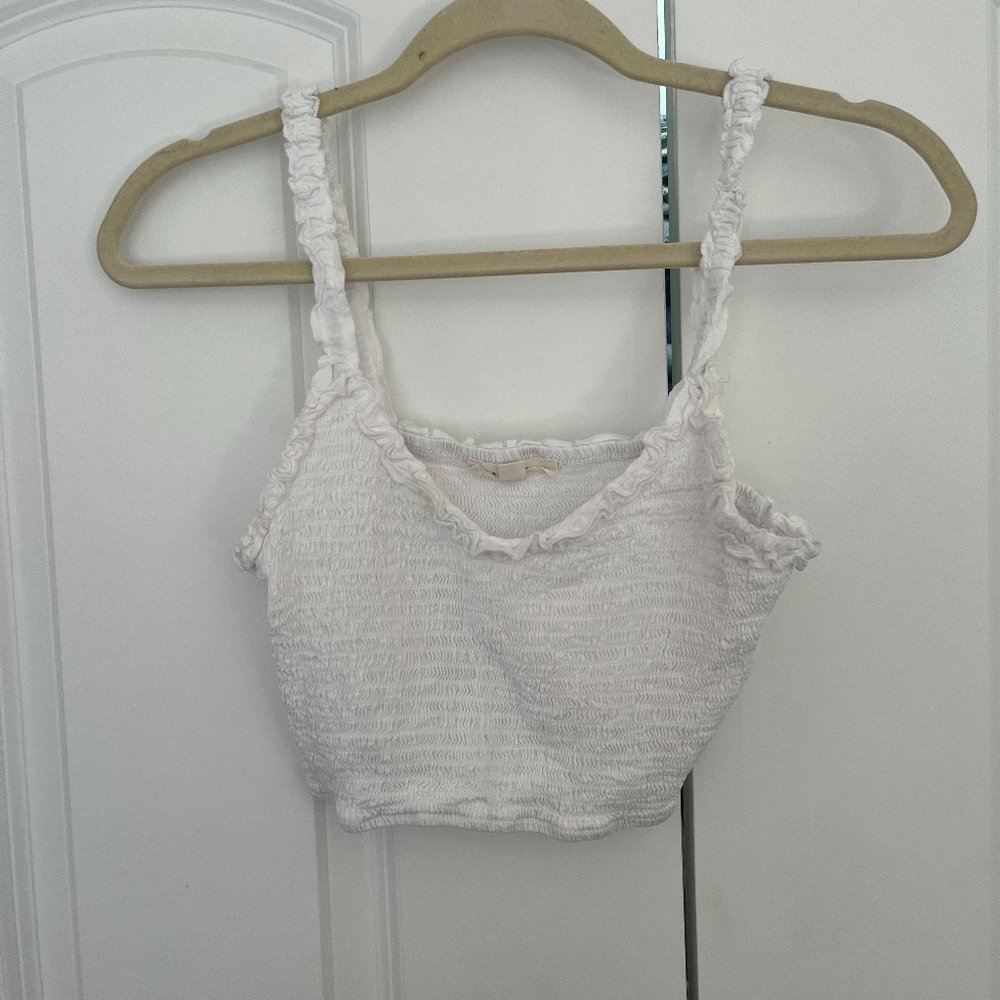 White Ruffle Tank Top